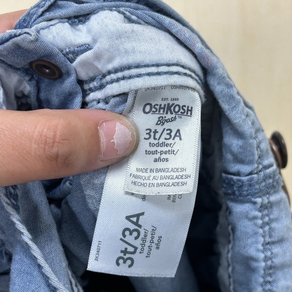 OshKosh B'gosh Overall Dress Girls 3T Denim Floral Adjustable Straps Pockets - Picture 4 of 8